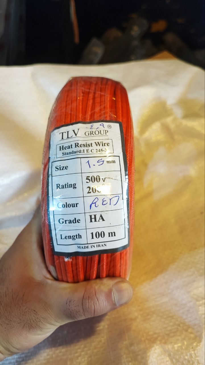 سیم نسوز تی ال وی گروپ(TLV GROUP) دو روکش سایز 1.5 (مرغوب ترین،در همه رنگ ها)